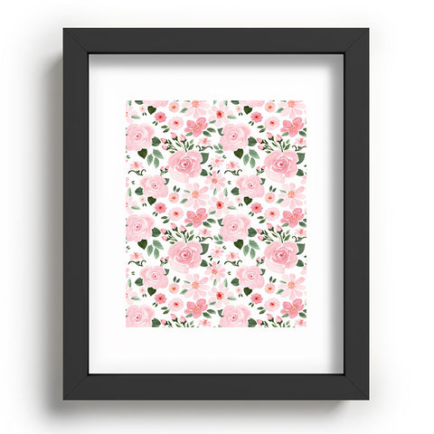 Michelle Mospens Blush Pink Floral Blooms Recessed Framing Rectangle