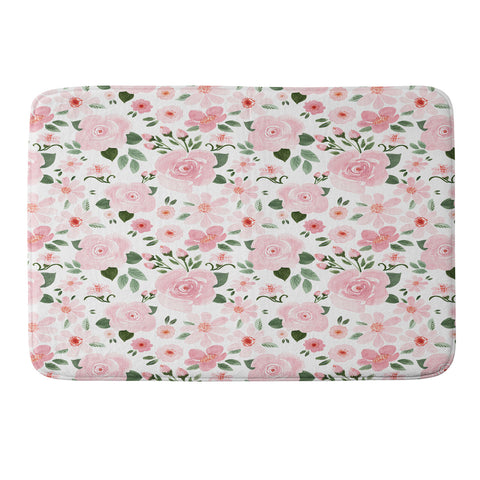 Michelle Mospens Blush Pink Floral Blooms Memory Foam Bath Mat