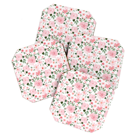 Michelle Mospens Blush Pink Floral Blooms Coaster Set