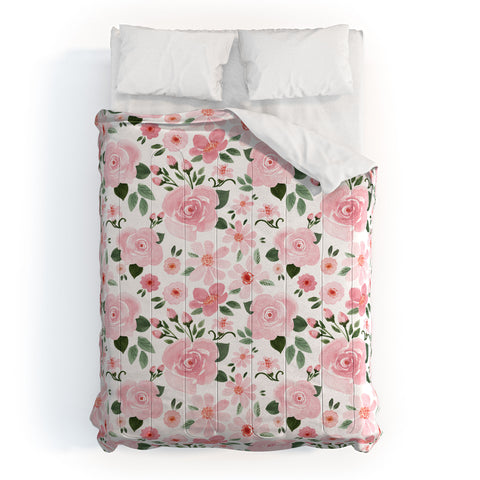 Michelle Mospens Blush Pink Floral Blooms Comforter