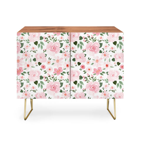 Michelle Mospens Blush Pink Floral Blooms Credenza