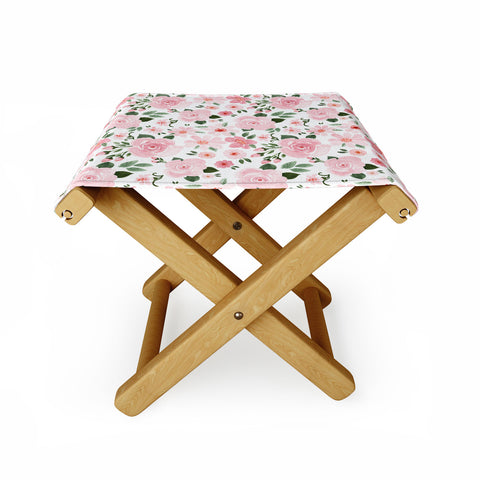 Michelle Mospens Blush Pink Floral Blooms Folding Stool