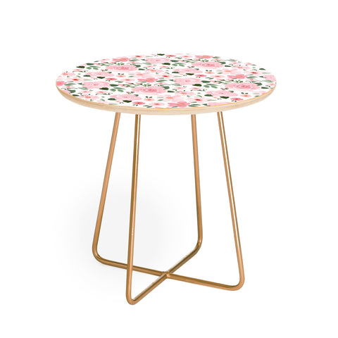 Michelle Mospens Blush Pink Floral Blooms Round Side Table