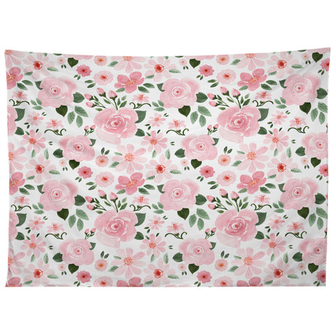 Michelle Mospens Blush Pink Floral Blooms Tapestry