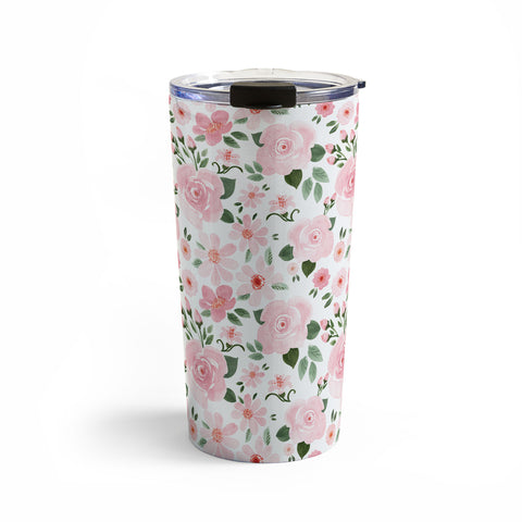 Michelle Mospens Blush Pink Floral Blooms Travel Mug