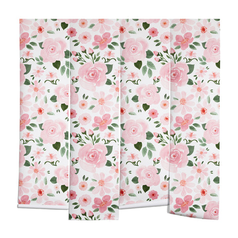 Michelle Mospens Blush Pink Floral Blooms Wall Mural