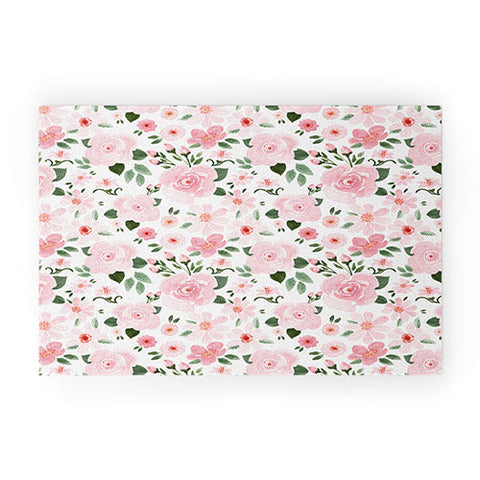 Michelle Mospens Blush Pink Floral Blooms Welcome Mat