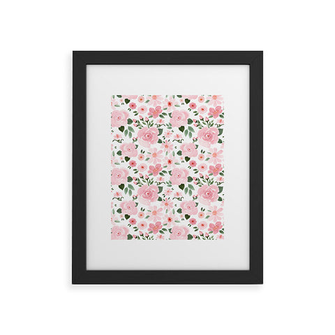 Michelle Mospens Blush Pink Floral Blooms Framed Art Print