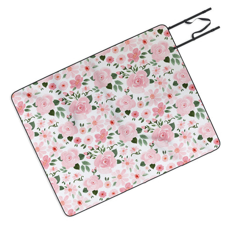 Michelle Mospens Blush Pink Floral Blooms Picnic Blanket