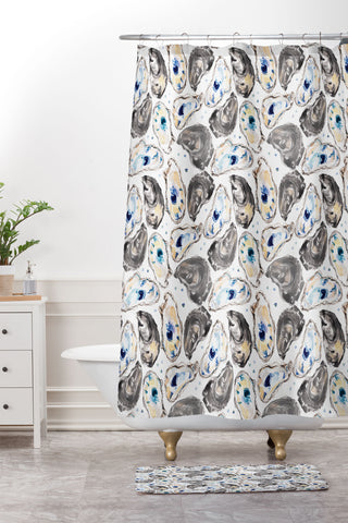 Michelle Mospens Coastal Oysters Shower Curtain And Mat