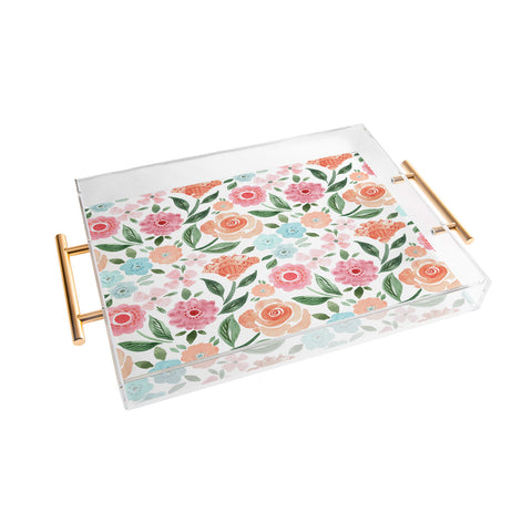 Michelle Mospens Just Peachy Floral Blooms Acrylic Tray