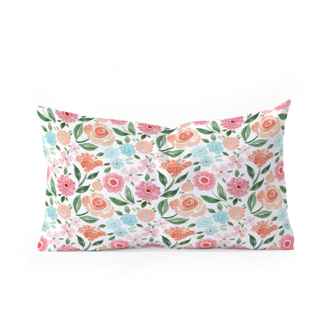 Michelle Mospens Just Peachy Floral Blooms Oblong Throw Pillow