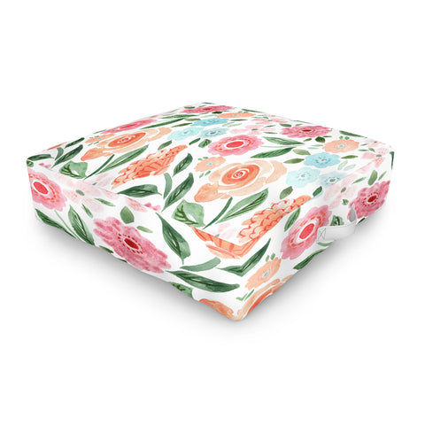 Michelle Mospens Just Peachy Floral Blooms Outdoor Floor Cushion