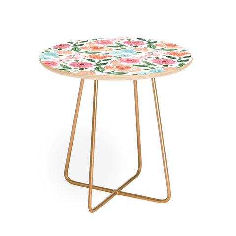 Michelle Mospens Just Peachy Floral Blooms Round Side Table