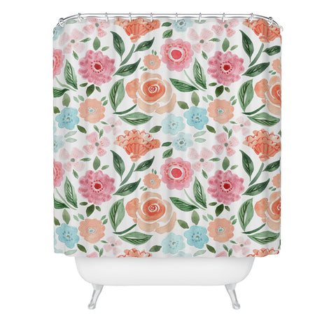 Michelle Mospens Just Peachy Floral Blooms Shower Curtain