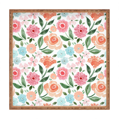 Michelle Mospens Just Peachy Floral Blooms Square Tray