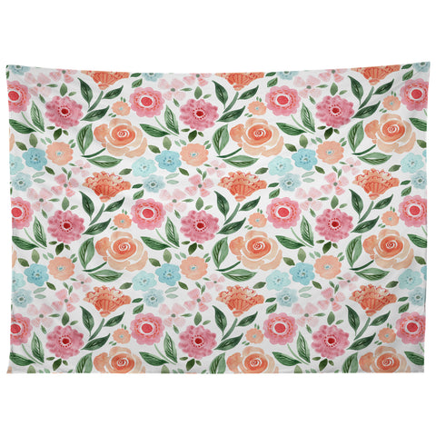 Michelle Mospens Just Peachy Floral Blooms Tapestry