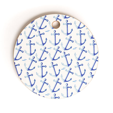 Michelle Mospens Watercolor Anchor Cutting Board Round