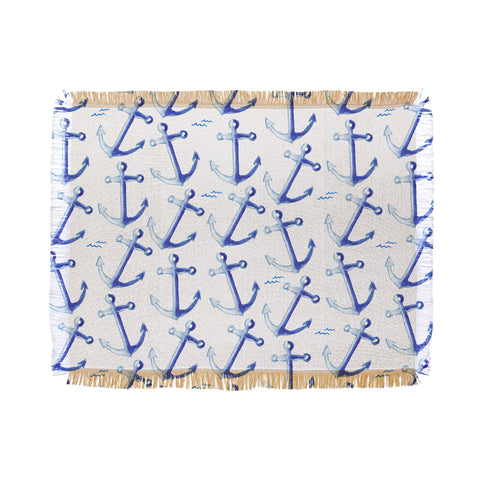 Michelle Mospens Watercolor Anchor Throw Blanket