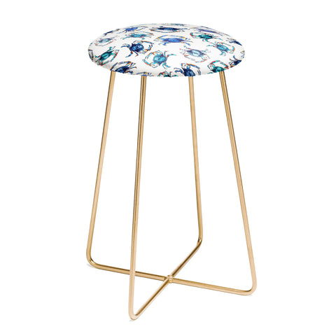Michelle Mospens Watercolor Blue Crab Counter Stool