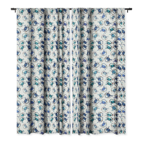 Michelle Mospens Watercolor Blue Crab Blackout Window Curtain