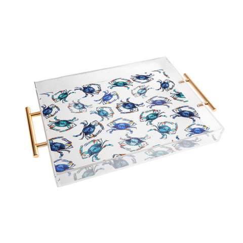 Michelle Mospens Watercolor Blue Crab Acrylic Tray