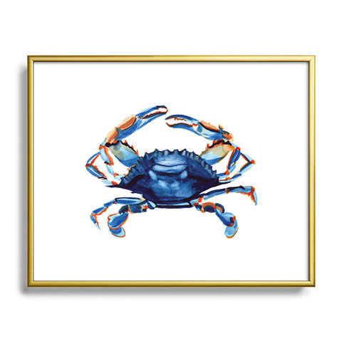 Michelle Mospens Watercolor Blue Crab Metal Framed Art Print