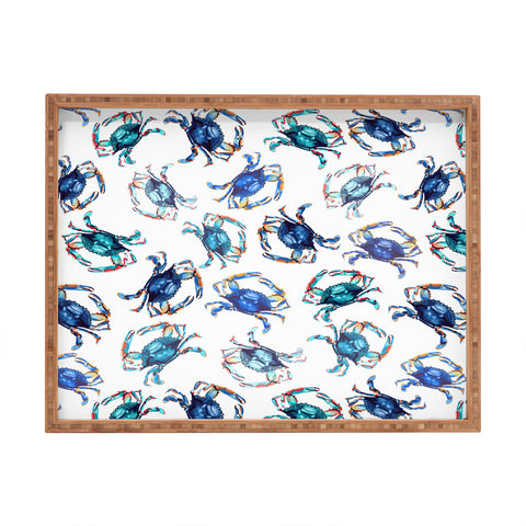 Michelle Mospens Watercolor Blue Crab Rectangular Tray