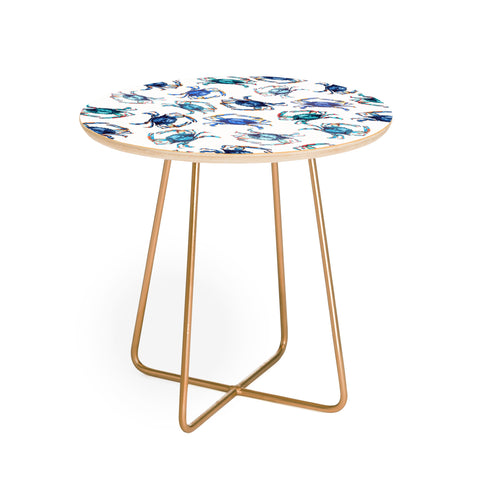 Michelle Mospens Watercolor Blue Crab Round Side Table