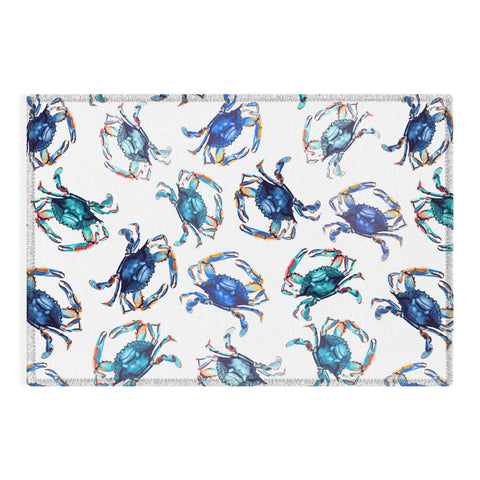 Michelle Mospens Watercolor Blue Crab Outdoor Rug