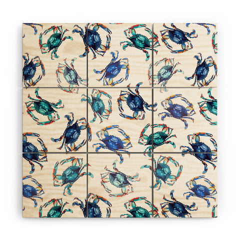 Michelle Mospens Watercolor Blue Crab Wood Wall Mural