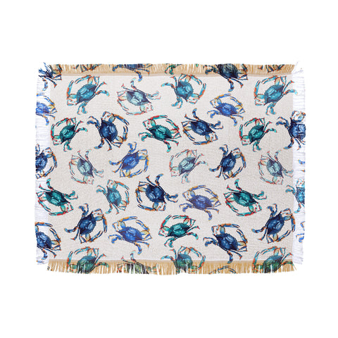 Michelle Mospens Watercolor Blue Crab Throw Blanket