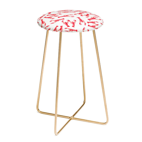 Michelle Mospens Watercolor Lobster Counter Stool