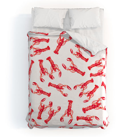 Michelle Mospens Watercolor Lobster Duvet Cover