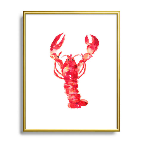 Michelle Mospens Watercolor Lobster Metal Framed Art Print