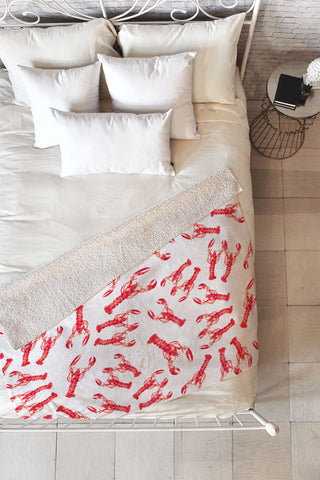 Michelle Mospens Watercolor Lobster Fleece Throw Blanket