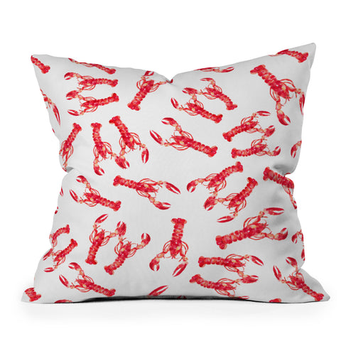 Michelle Mospens Watercolor Lobster Throw Pillow