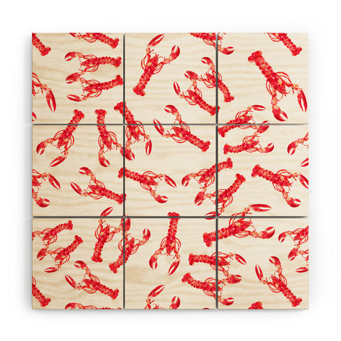 Michelle Mospens Watercolor Lobster Wood Wall Mural