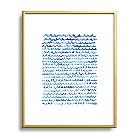 Michelle Mospens Watercolor Waves Metal Framed Art Print