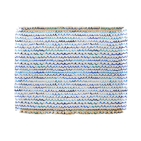 Michelle Mospens Watercolor Waves Throw Blanket