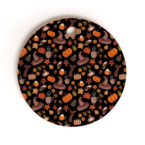 Mieken Petra Designs Cozy Halloween Cutting Board Round