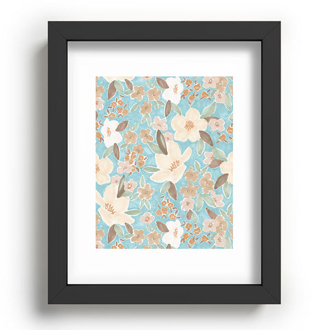 Mieken Petra Designs Ditsy Marker Florals Turquois Recessed Framing Rectangle
