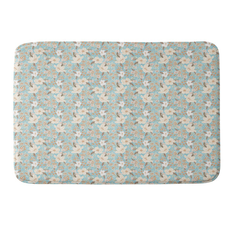 Mieken Petra Designs Ditsy Marker Florals Turquois Memory Foam Bath Mat