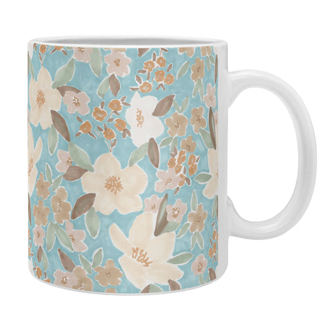 Mieken Petra Designs Ditsy Marker Florals Turquois Coffee Mug