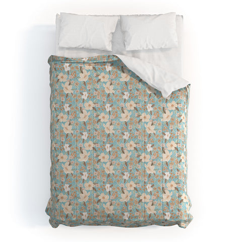 Mieken Petra Designs Ditsy Marker Florals Turquois Comforter