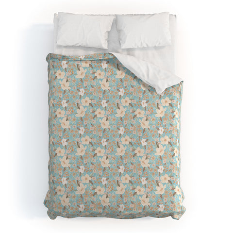 Mieken Petra Designs Ditsy Marker Florals Turquois Duvet Cover