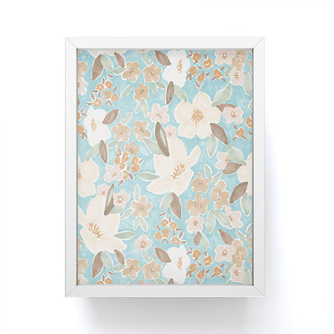 Mieken Petra Designs Ditsy Marker Florals Turquois Framed Mini Art Print