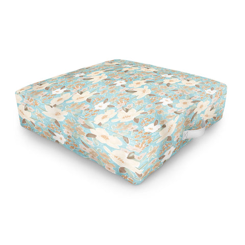 Mieken Petra Designs Ditsy Marker Florals Turquois Outdoor Floor Cushion