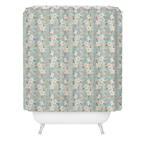 Mieken Petra Designs Ditsy Marker Florals Turquois Shower Curtain