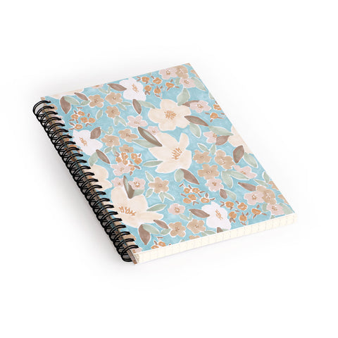 Mieken Petra Designs Ditsy Marker Florals Turquois Spiral Notebook